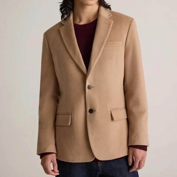 New! Quince 100% Mongolian Cashmere Camel Blazer Sz XXL - Picture 6 of 10